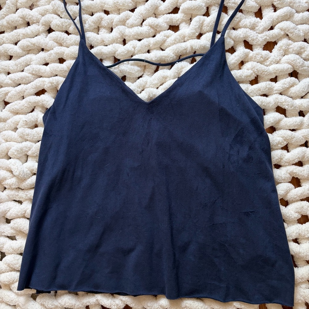 Navy blue velvet top